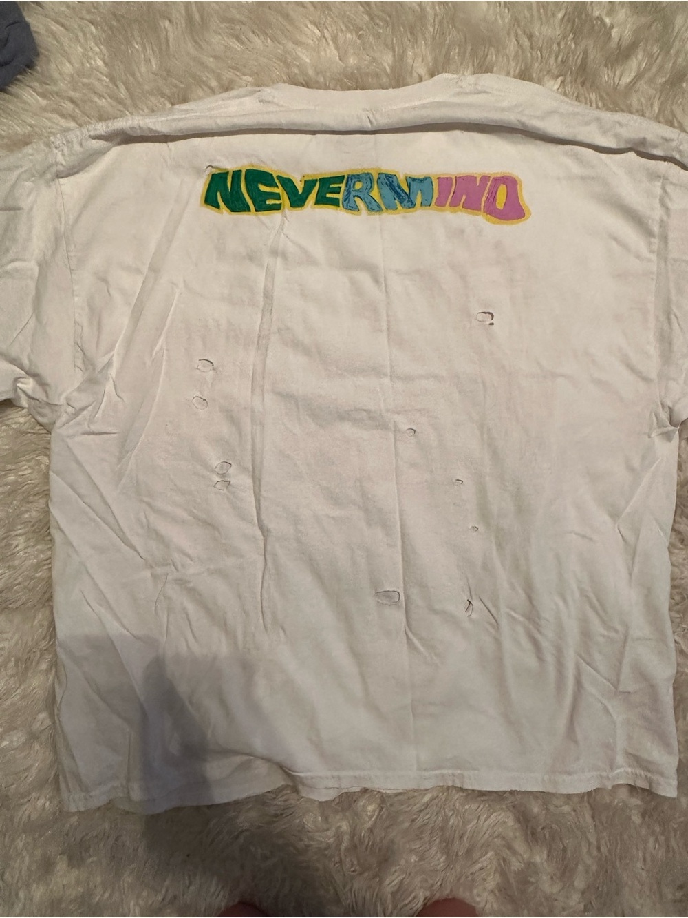 Urban Outfitters Nirvana Logo Tee - White with Pink, Green, Blue, Yellow - Picture 3 of 5